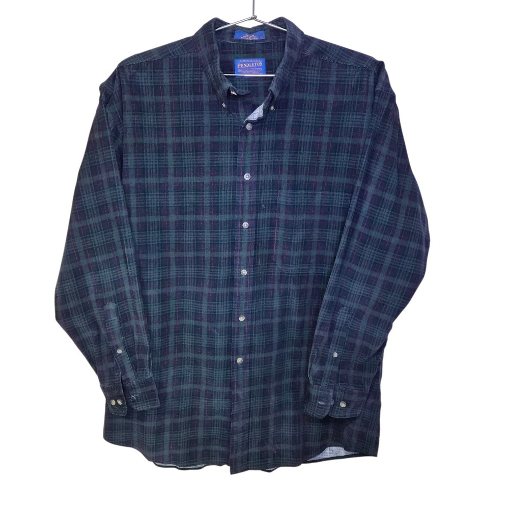 Pendleton Plaid Flannel Shirt Men's‎ Green Button Down Long Sleeve Size L